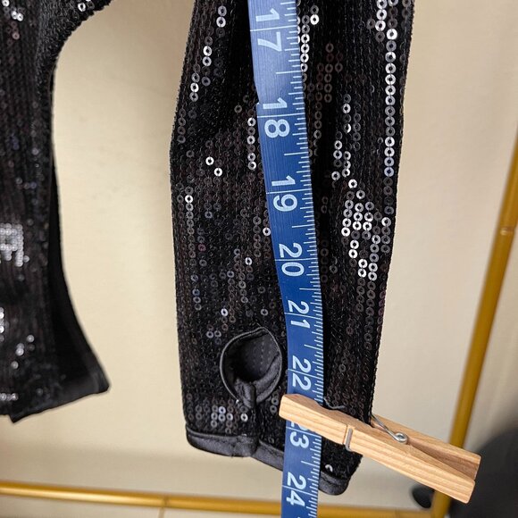 Ruve M Black Sequin Cutout Bodysuit Stunning Night Out Piece - Picture 10 of 10